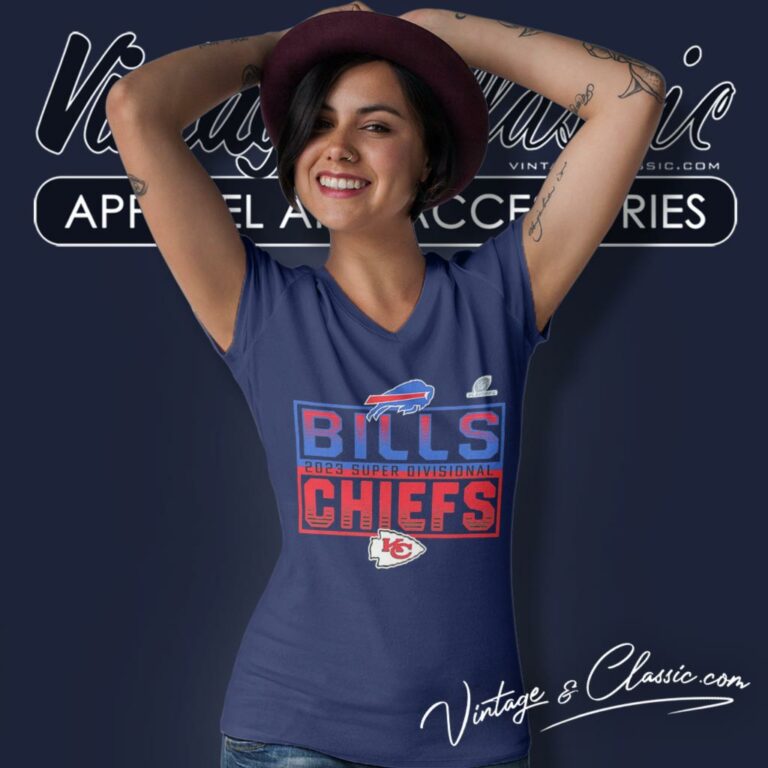 Kansas City Chiefs Vs Buffalo Bills 2023 Super Divisional Round V Neck TShirt Kansas City Chiefs Vs Buffalo Bills 2023 Super Divisional Round V Neck TShirt
