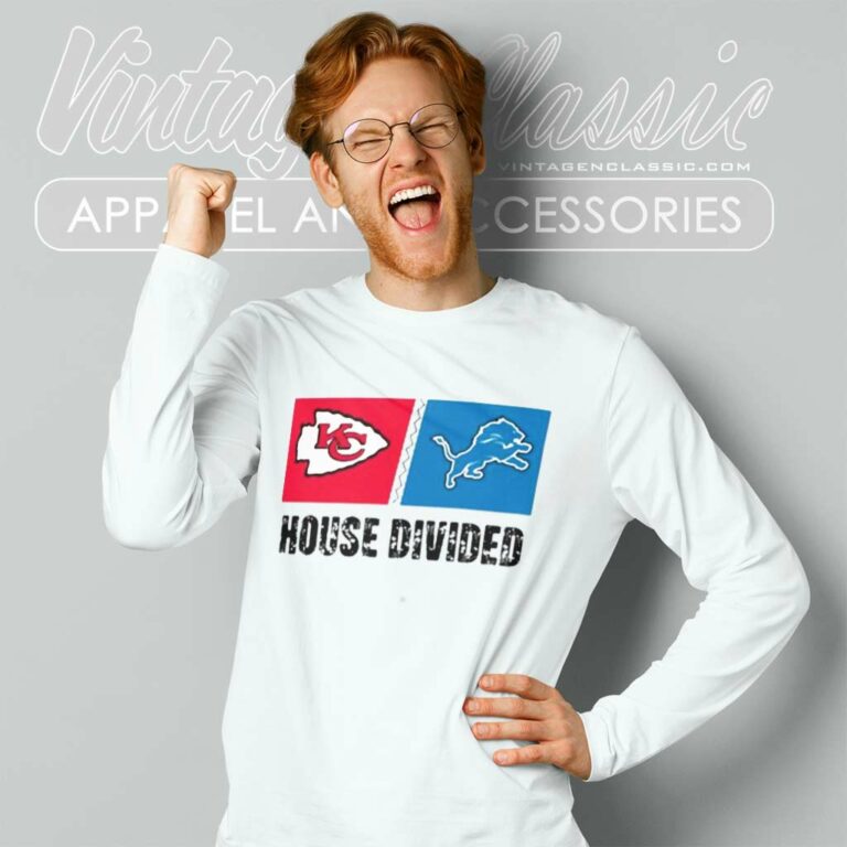 Kansas City Chiefs Vs Detroit Lions House Divided Long Sleeve Tee Kansas City Chiefs Vs Detroit Lions House Divided Long Sleeve Tee