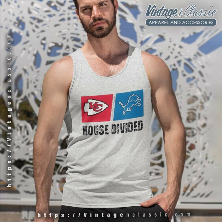 Kansas City Chiefs Vs Detroit Lions House Divided Tank Top Racerback Kansas City Chiefs Vs Detroit Lions House Divided Tank Top Racerback