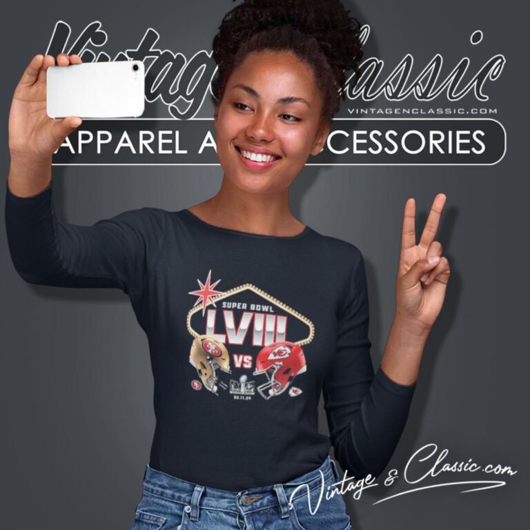 Kansas City Chiefs Vs San Francisco 49ers Super Bowl Lviii Matchup Long Sleeve Tee Kansas City Chiefs Vs San Francisco 49ers Super Bowl Lviii Matchup Long Sleeve Tee