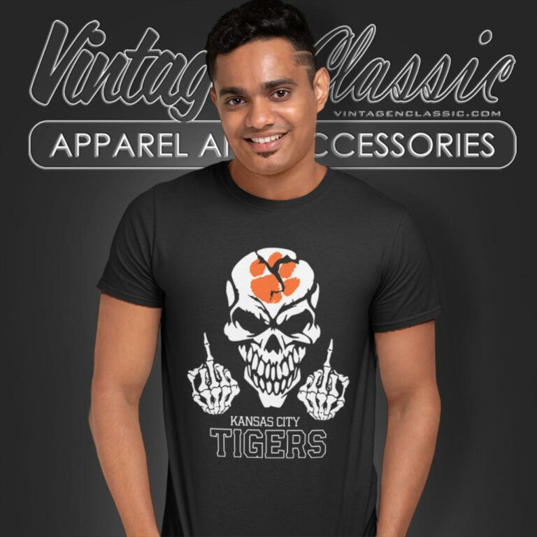 Kansas City Clemson Tigers Skull Middle Finger T Shirt Kansas City Clemson Tigers Skull Middle Finger T Shirt