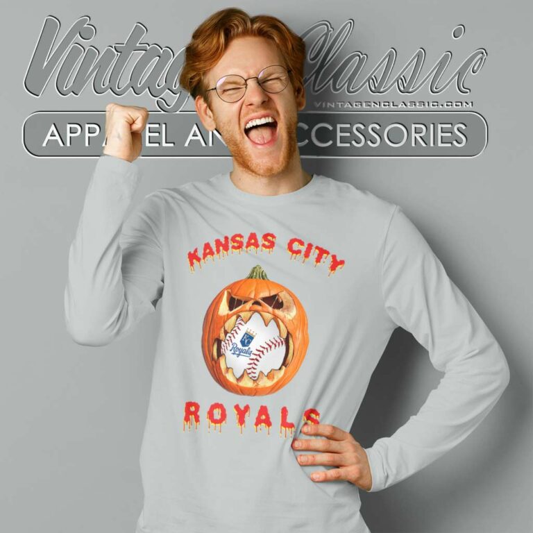 Kansas City Royals Halloween Pumpkin Long Sleeve Tee Kansas City Royals Halloween Pumpkin Long Sleeve Tee
