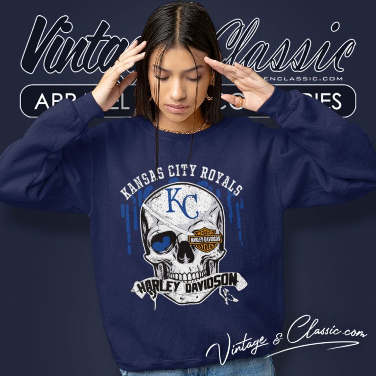 Kansas City Royals Harley Davidson Skull Sweatshirt Kansas City Royals Harley Davidson Skull Sweatshirt