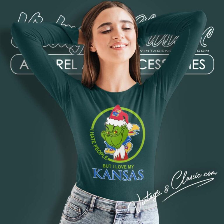 Kansas Jayhawks Ncaa Christmas Grinch Shirt I Hate People But I Love My Kansas Long Sleeve Tee Kansas Jayhawks Ncaa Christmas Grinch Shirt I Hate People But I Love My Kansas Long Sleeve Tee