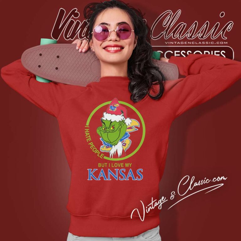 Kansas Jayhawks Ncaa Christmas Grinch Shirt I Hate People But I Love My Kansas Sweatshirt Kansas Jayhawks Ncaa Christmas Grinch Shirt I Hate People But I Love My Kansas Sweatshirt