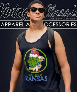 Kansas Jayhawks Ncaa Christmas Grinch Shirt I Hate People But I Love My Kansas Tank Top Racerback