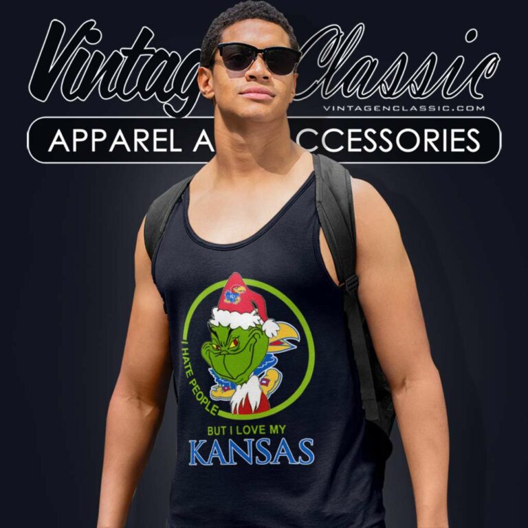 Kansas Jayhawks Ncaa Christmas Grinch Shirt I Hate People But I Love My Kansas Tank Top Racerback Kansas Jayhawks Ncaa Christmas Grinch Shirt I Hate People But I Love My Kansas Tank Top Racerback
