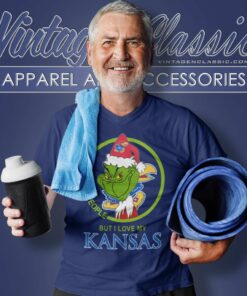 Kansas Jayhawks Ncaa Christmas Grinch Shirt I Hate People But I Love My Kansas V Neck TShirt