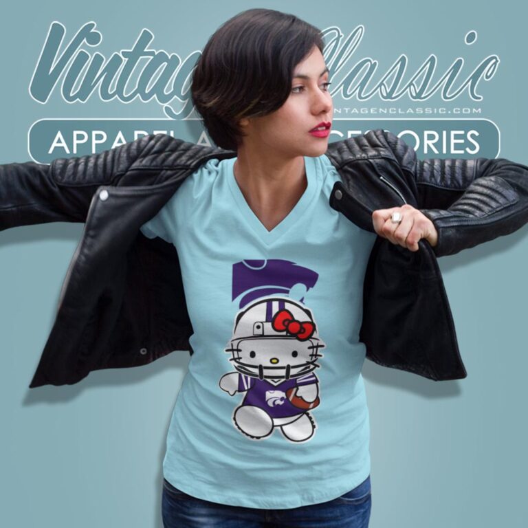 Kansas State Wildcats Hello Kitty V Neck TShirt Kansas State Wildcats Hello Kitty V Neck TShirt