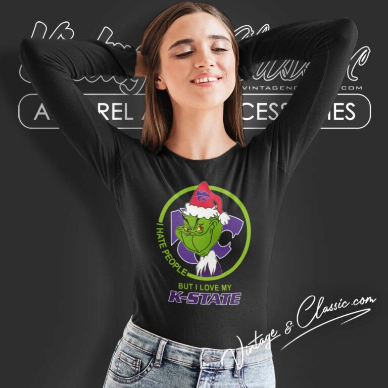 Kansas State Wildcats Ncaa Christmas Grinch Shirt I Hate People But I Love My K State Long Sleeve Tee Kansas State Wildcats Ncaa Christmas Grinch Shirt I Hate People But I Love My K State Long Sleeve Tee