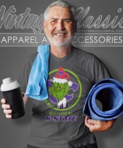 Kansas State Wildcats Ncaa Christmas Grinch Shirt I Hate People But I Love My K State V Neck TShirt