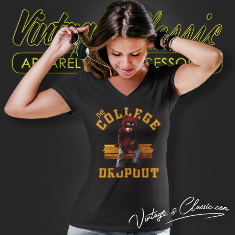Kanye West The College Dropout V Neck TShirt Kanye West The College Dropout V Neck TShirt