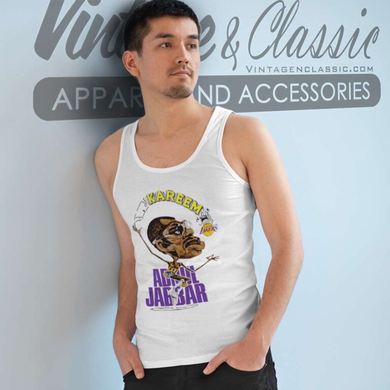 Kareem Abdul Jabbar Caricature 80s Lakers Tank Top Racerback Kareem Abdul Jabbar Caricature 80s Lakers Tank Top Racerback