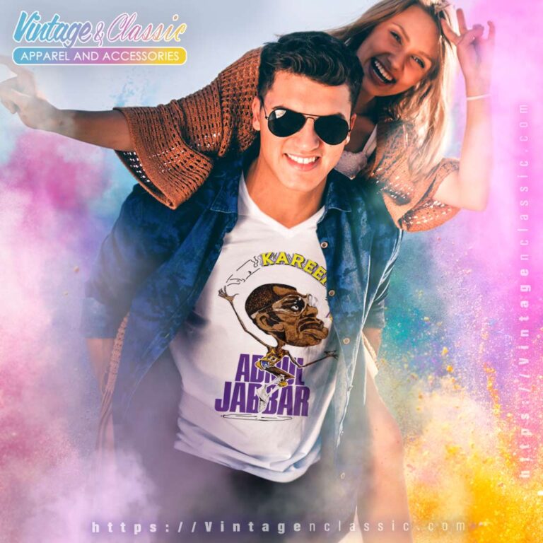 Kareem Abdul Jabbar Caricature 80s Lakers V Neck TShirt Kareem Abdul Jabbar Caricature 80s Lakers V Neck TShirt