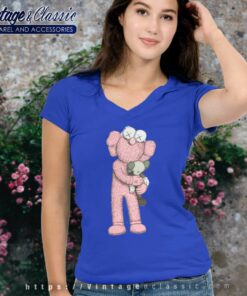 Kaws Shirt Kaws X Uniqlo Pink Mascot V Neck TShirt