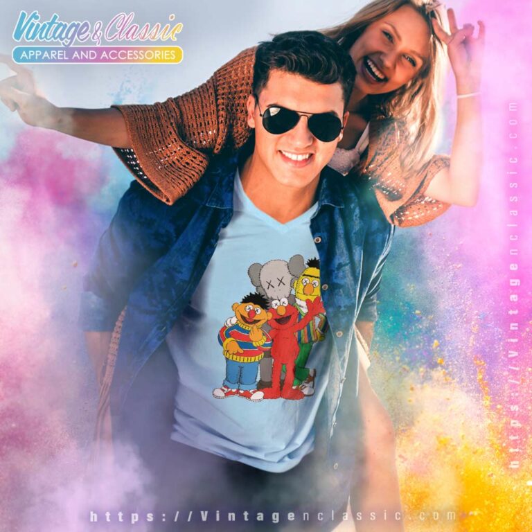 Kaws X Sesame Street Graphic V Neck TShirt Kaws X Sesame Street Graphic V Neck TShirt