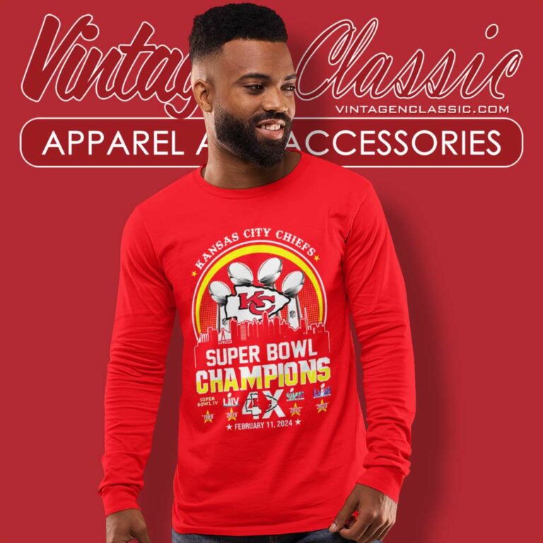 Kc Chiefs Super Bowl Champions 4x Long Sleeve Tee Kc Chiefs Super Bowl Champions 4x Long Sleeve Tee
