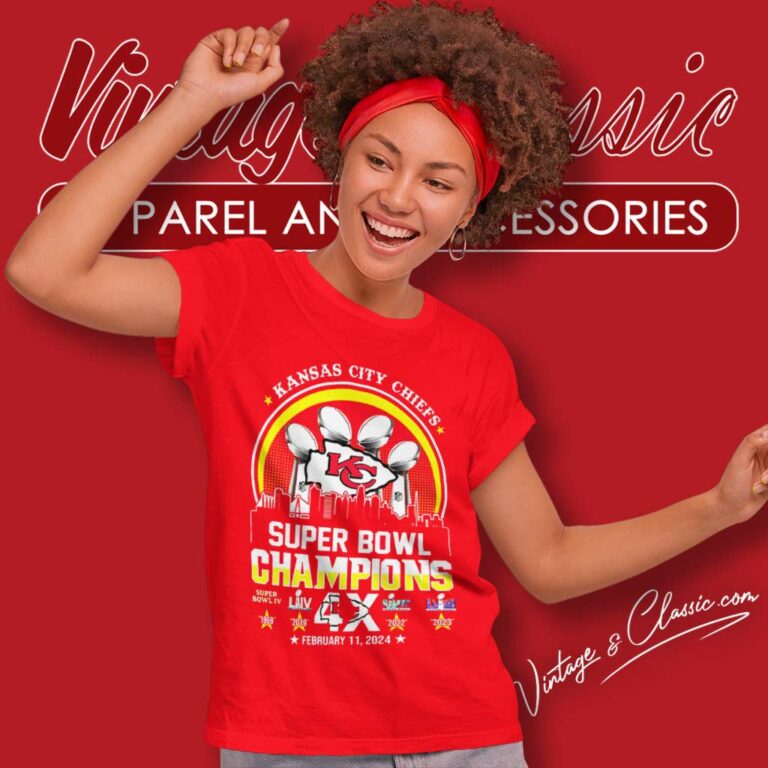 Kc Chiefs Super Bowl Champions 4x Women TShirt Kc Chiefs Super Bowl Champions 4x Women TShirt