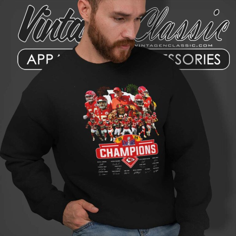 Kc Chiefs Super Bowl Lviii Champions Signatures Sweatshirt Kc Chiefs Super Bowl Lviii Champions Signatures Sweatshirt