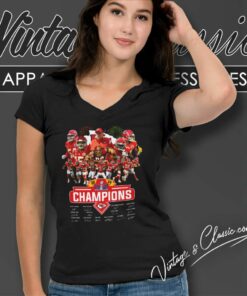 Kc Chiefs Super Bowl Lviii Champions Signatures V Neck TShirt