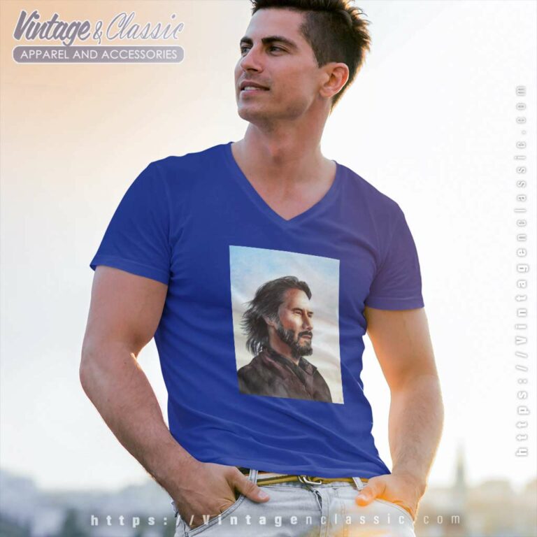 Keanu Reeves Shirt Original Watercolor Painting V Neck TShirt Keanu Reeves Shirt Original Watercolor Painting V Neck TShirt