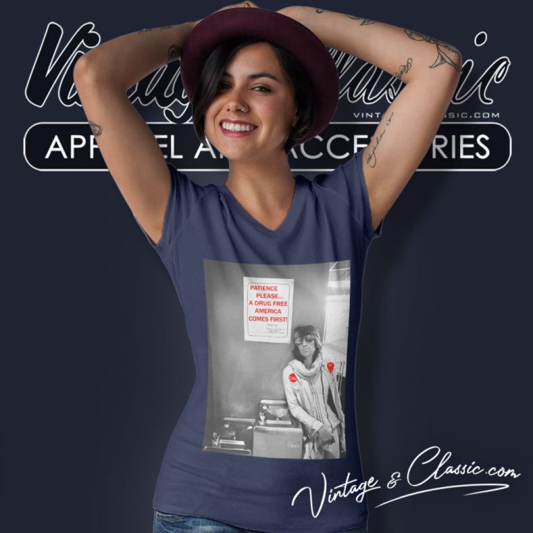 Keith Richards Shirt Patience Please A Drug Free V Neck TShirt Keith Richards Shirt Patience Please A Drug Free V Neck TShirt