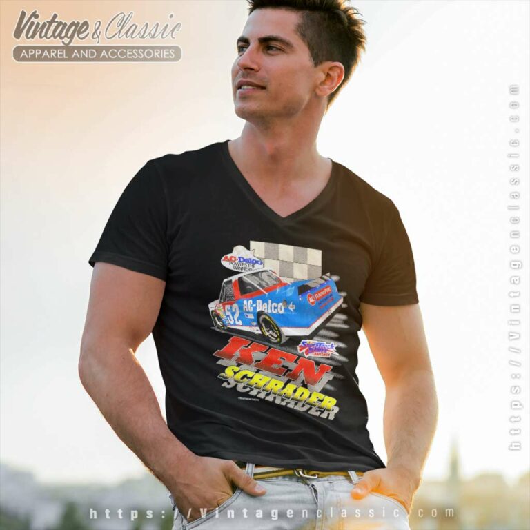 Ken Schrader 52 Ac Delco Chevrolet Nascar V Neck TShirt Ken Schrader 52 Ac Delco Chevrolet Nascar V Neck TShirt