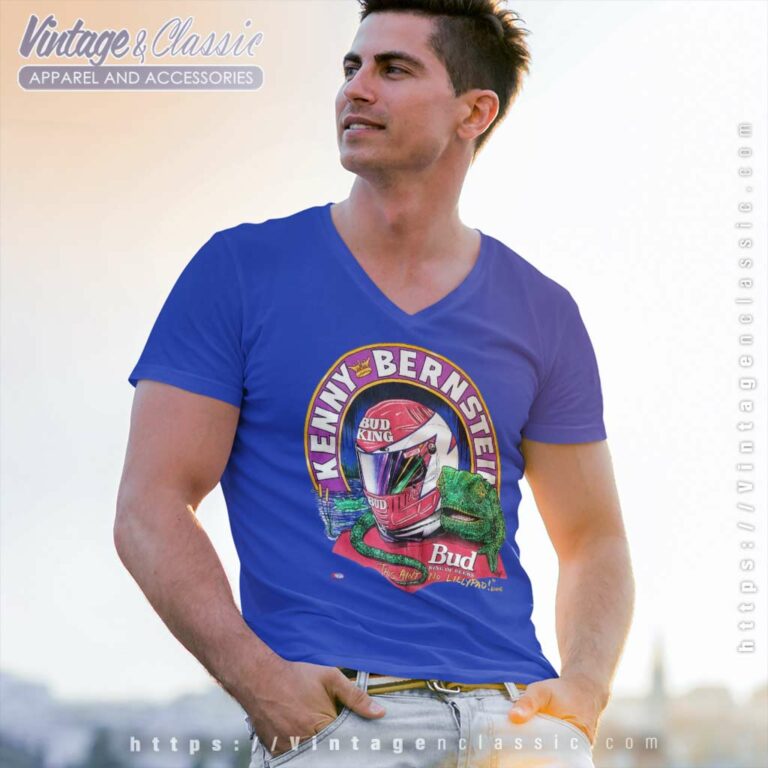 Kenny Bernstein Bud Budweiser King Chameleon V Neck TShirt Kenny Bernstein Bud Budweiser King Chameleon V Neck TShirt
