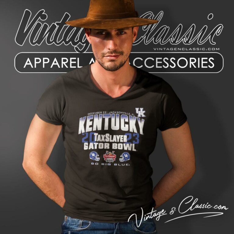Kentucky Wildcats 2023 Taxslayer Gator Bowl Go Big Blue V Neck TShirt Kentucky Wildcats 2023 Taxslayer Gator Bowl Go Big Blue V Neck TShirt