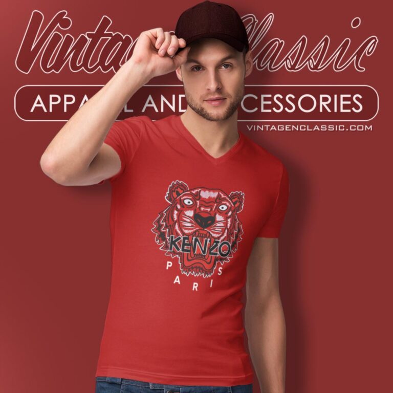 Kenzo Red Tiger V Neck TShirt Kenzo Red Tiger V Neck TShirt