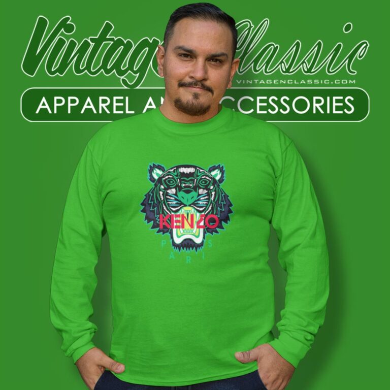 Kenzo Tiger Green Logo Long Sleeve Tee Kenzo Tiger Green Logo Long Sleeve Tee