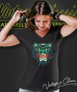 Kenzo Tiger Green Logo Shirt 4 Kenzo Tiger Green Logo V Neck TShirt