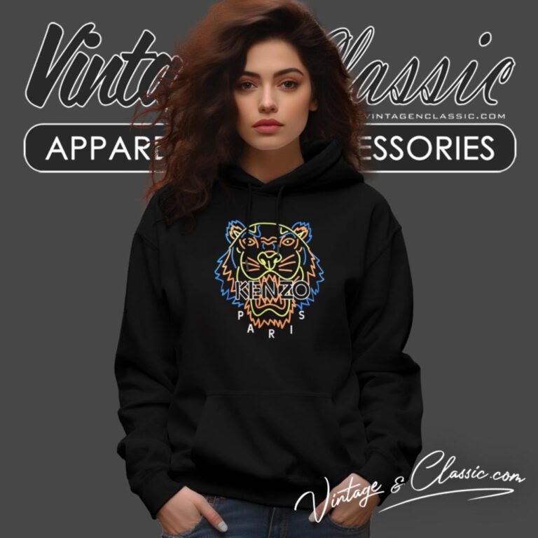 Kenzo Tiger Neon Classic Logo Hoodie Kenzo Tiger Neon Classic Logo Hoodie