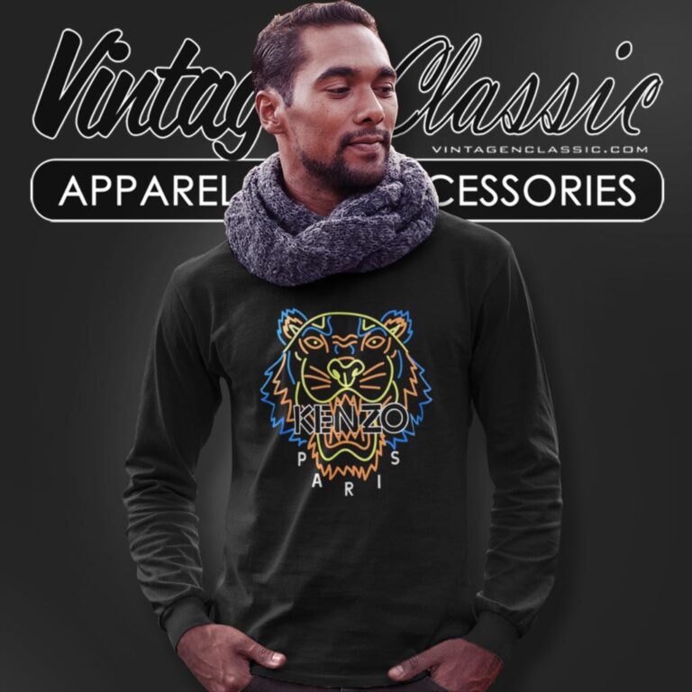 Kenzo Tiger Neon Classic Logo Long Sleeve Tee Kenzo Tiger Neon Classic Logo Long Sleeve Tee