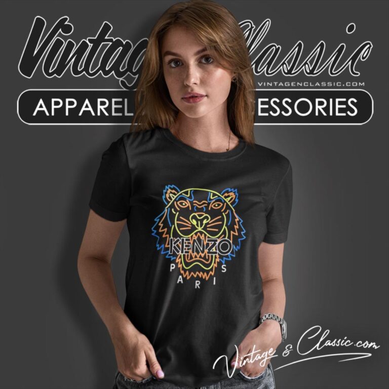 Kenzo Tiger Neon Classic Logo Women T Shirt Kenzo Tiger Neon Classic Logo Women T Shirt