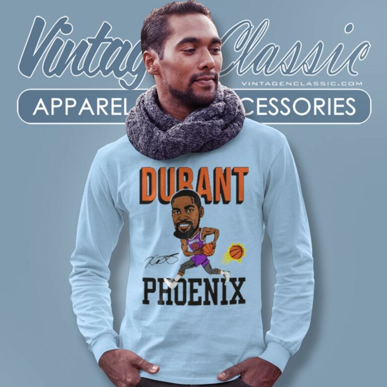 Kevin Durant Phoenix Suns Caricature Signature Long Sleeve Tee Kevin Durant Phoenix Suns Caricature Signature Long Sleeve Tee