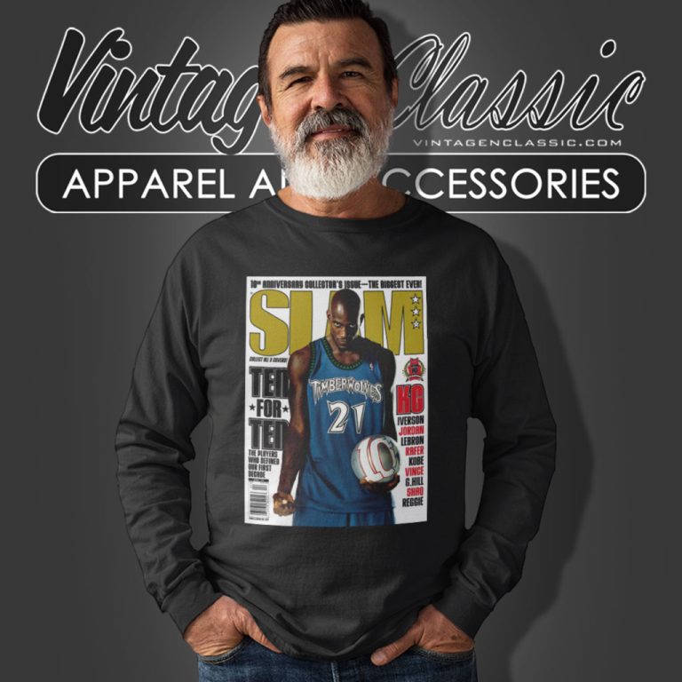 Kevin Garnett Minnesota Timberwolves Nba Slam Cover Long Sleeve Tee Kevin Garnett Minnesota Timberwolves Nba Slam Cover Long Sleeve Tee