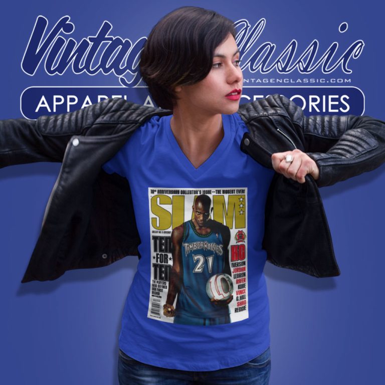Kevin Garnett Minnesota Timberwolves Nba Slam Cover V Neck TShirt Kevin Garnett Minnesota Timberwolves Nba Slam Cover V Neck TShirt