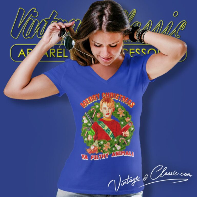 Kevin Merry Christmas Ya Filthy Animal V Neck TShirt Kevin Merry Christmas Ya Filthy Animal V Neck TShirt
