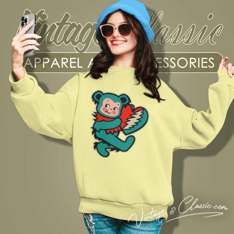 Kewpie Deadhead Dancing Bear Heart Shirt Greatful Dead Sweatshirt Kewpie Deadhead Dancing Bear Heart Shirt Greatful Dead Sweatshirt