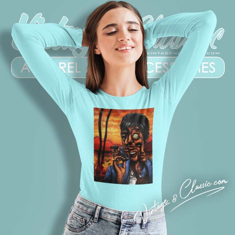 Kightek Scarface 1983 Film Poster Long Sleeve Tee Kightek Scarface 1983 Film Poster Long Sleeve Tee