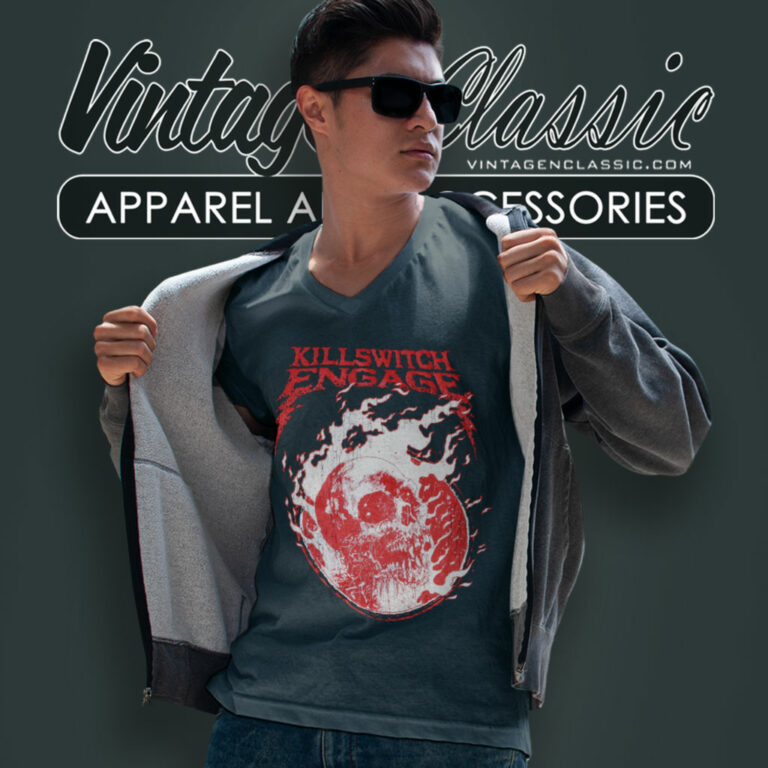Killswitch Engage Shirt Flame Skull V Neck TShirt Killswitch Engage Shirt Flame Skull V Neck TShirt