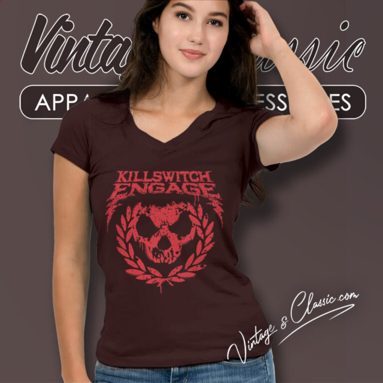 Killswitch Engage Shirt Skull Wreath V Neck TShirt Killswitch Engage Shirt Skull Wreath V Neck TShirt