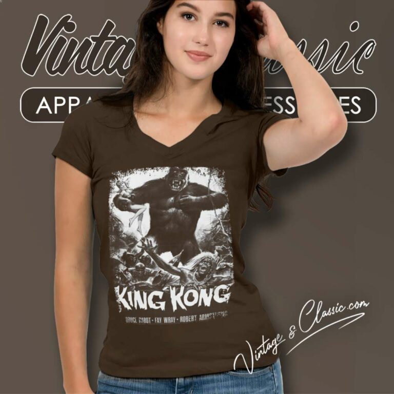 King Kong Movie Poster V Neck TShirt King Kong Movie Poster V Neck TShirt