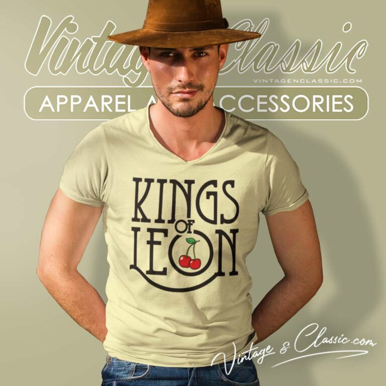 Kings Of Leon Signature Cherry Logo V Neck TShirt Kings Of Leon Signature Cherry Logo V Neck TShirt