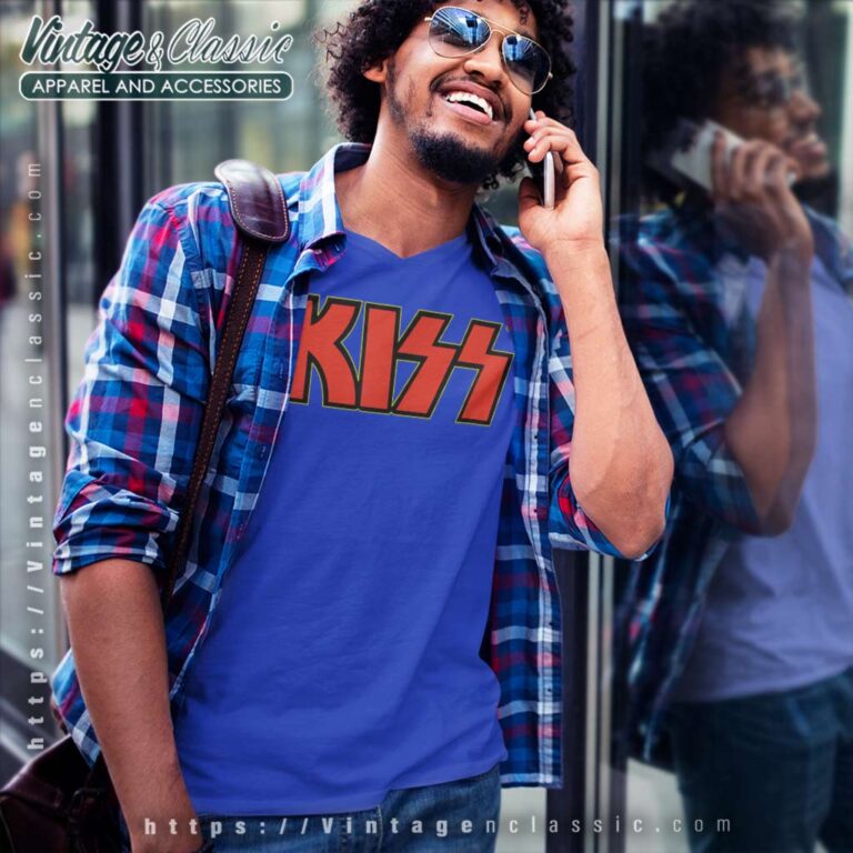 Kiss Classic Red Logo V Neck TShirt Kiss Classic Red Logo V Neck TShirt