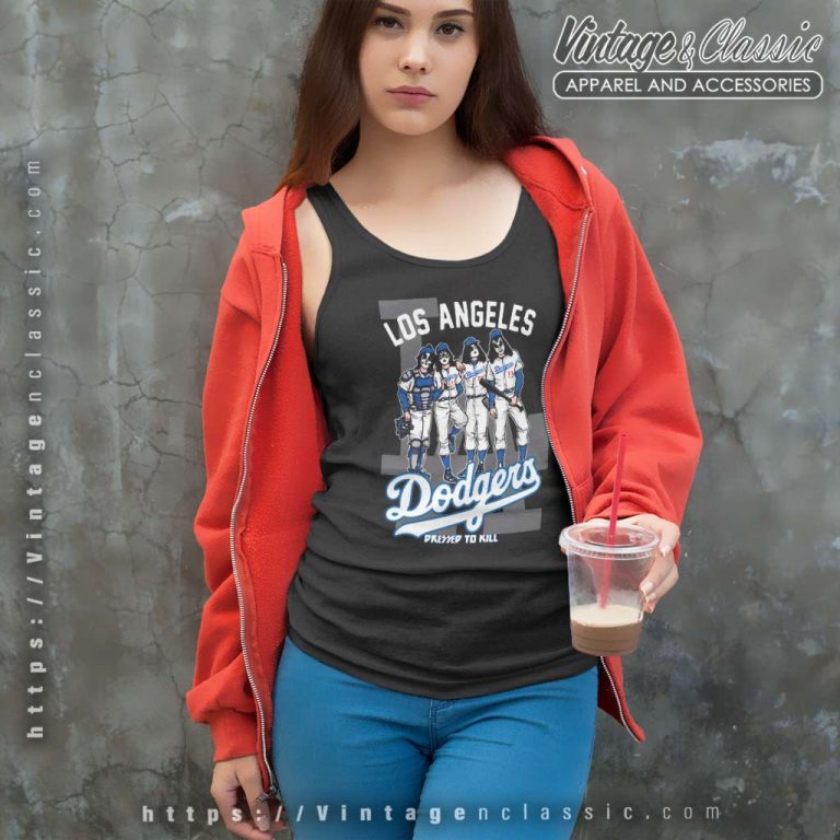 Kiss Los Angeles Dodgers Dressed To Kill Tank Top Racerback Kiss Los Angeles Dodgers Dressed To Kill Tank Top Racerback