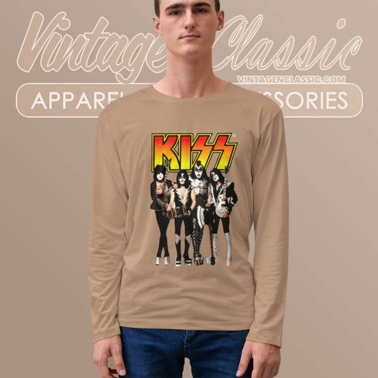 Kiss Member In Flames Long Sleeve Tee Kiss Member In Flames Long Sleeve Tee