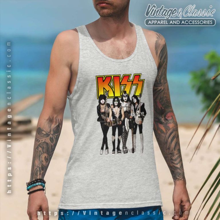 Kiss Member In Flames Tank Top Racerback Kiss Member In Flames Tank Top Racerback