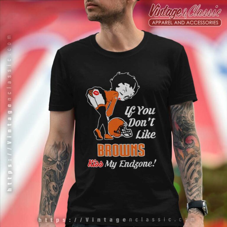 Kiss My Endzone Betty Boop Cleveland Browns T Shirt Kiss My Endzone Betty Boop Cleveland Browns T Shirt